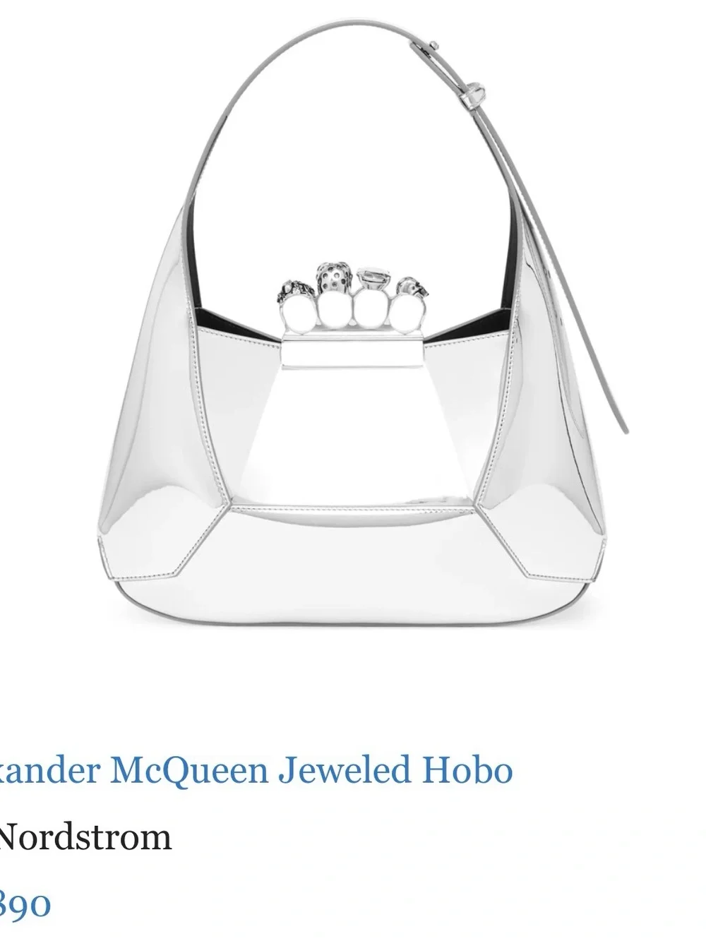 Alexander McQueen Mini Metallic Silver Jeweled Hobo